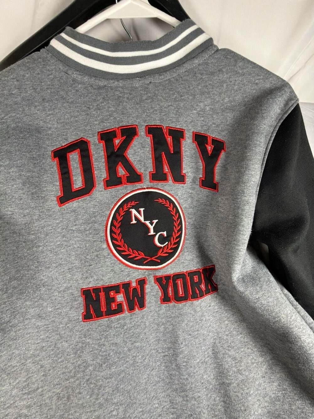 DKNY NYC Logo Embroidered Varsity Bomber Jacket